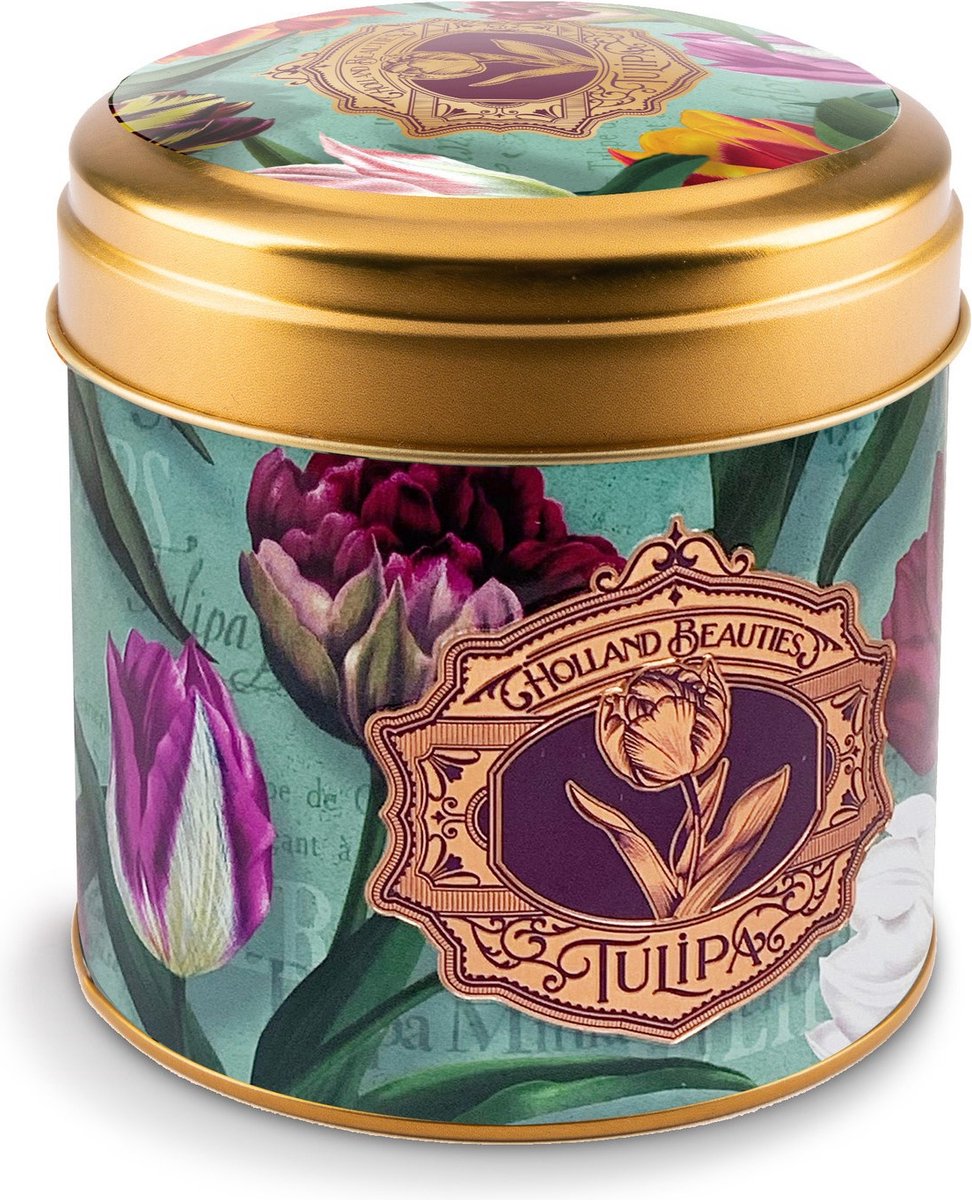 Stroopwafel blik tulpen groen embossed