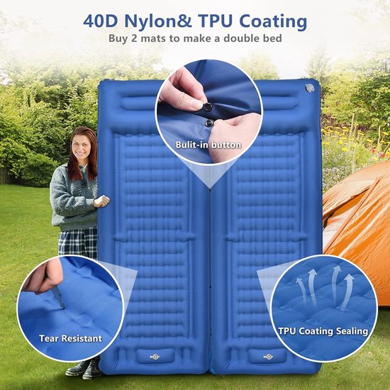 Matelas de Camping avec Oreiller Matelas de Camping Soutien Amélioré avec Pompe