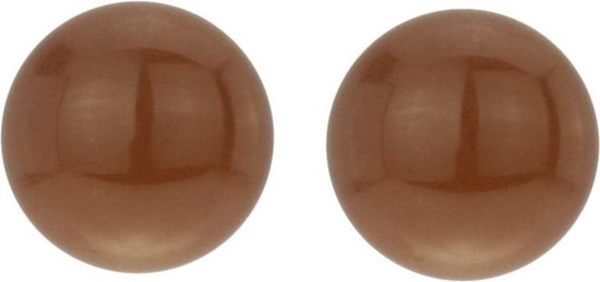 Behave - Oorknop Dames - Bruin - Basic Oorbel - Diameter 1,7 cm