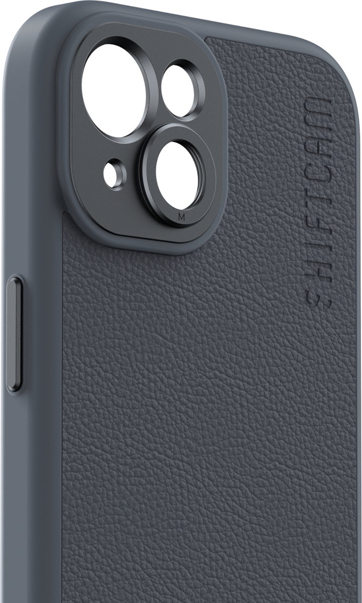 ShiftCam iPhone 15 case - hardcase telefoonhoesje voor LensUltra lenzen - vegan leer - krasvrij - waterbestendig - stootvast - geschikt voor iPhone 15 - antraciet