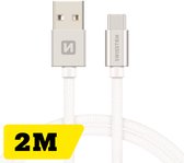 Swissten USB-C naar USB-A Kabel - 2M - Zilver