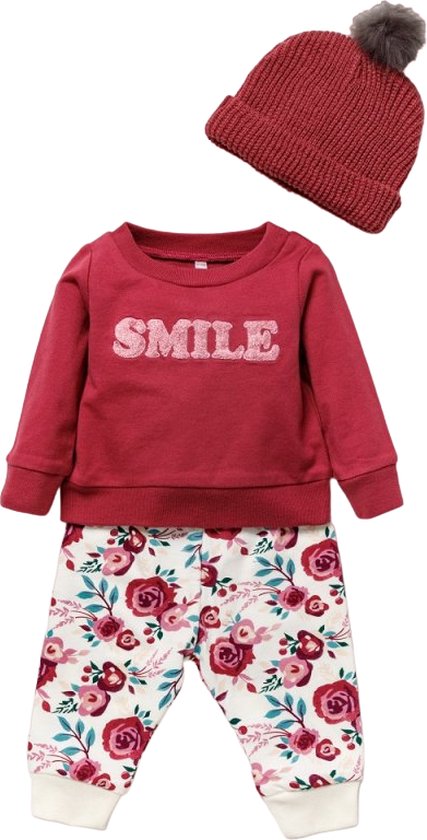 Lily & Jack - 3-delige outfit voor babymeisjes - SMILE - Maat 3-6 mnd - 68