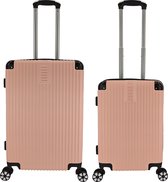 SB Travelbags 2 delige bagage kofferset 4 dubbele wielen trolley - Licht Roze - 65cm/55cm