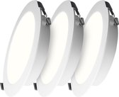 HOFTRONIC - Set van 3 Georgia LED platte Inbouwspots wit - inbouwdiepte 25mm - 3W 155lm - Rond - 4000K Neutraal Wit - Ø100 mm - IP20 voor binnen