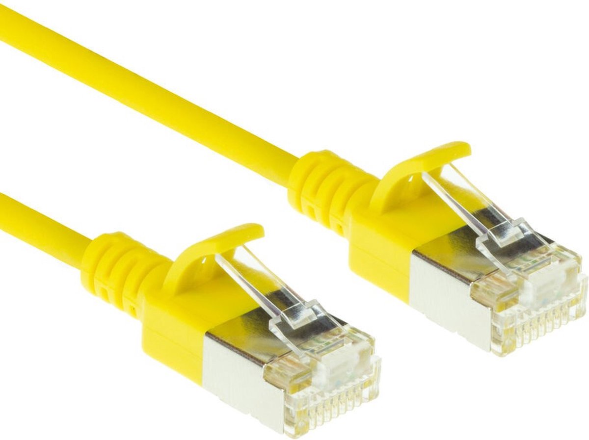 ACT DC7810 LSZH U/FTP CAT6A Datacenter Slimline Patchkabel Snagless | RJ45 Connectoren | Geel | 10 meter