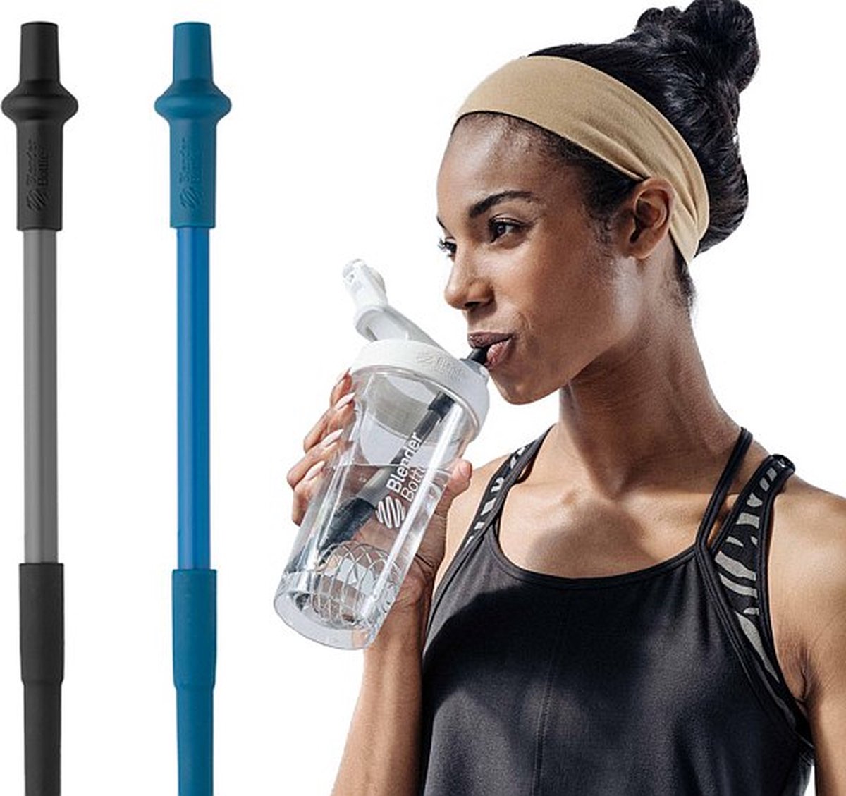 BLENDERBOTTLE - STRAW BLUE - Een herbruikbaar kunststof rietje voor je BlenderBottle - Superhandig rietje voor diverse modelen BlenderBottle.