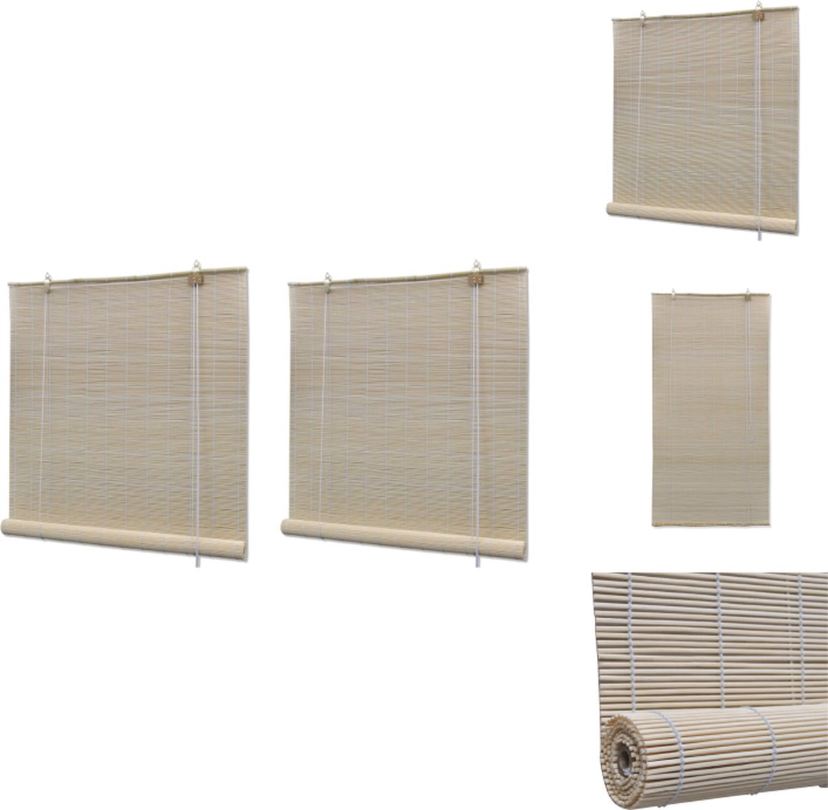 vidaXL Bamboe Rolgordijn - 120 x 160 cm - Privacy met licht filtering - Hoogwaardig materiaal - Jaloezie