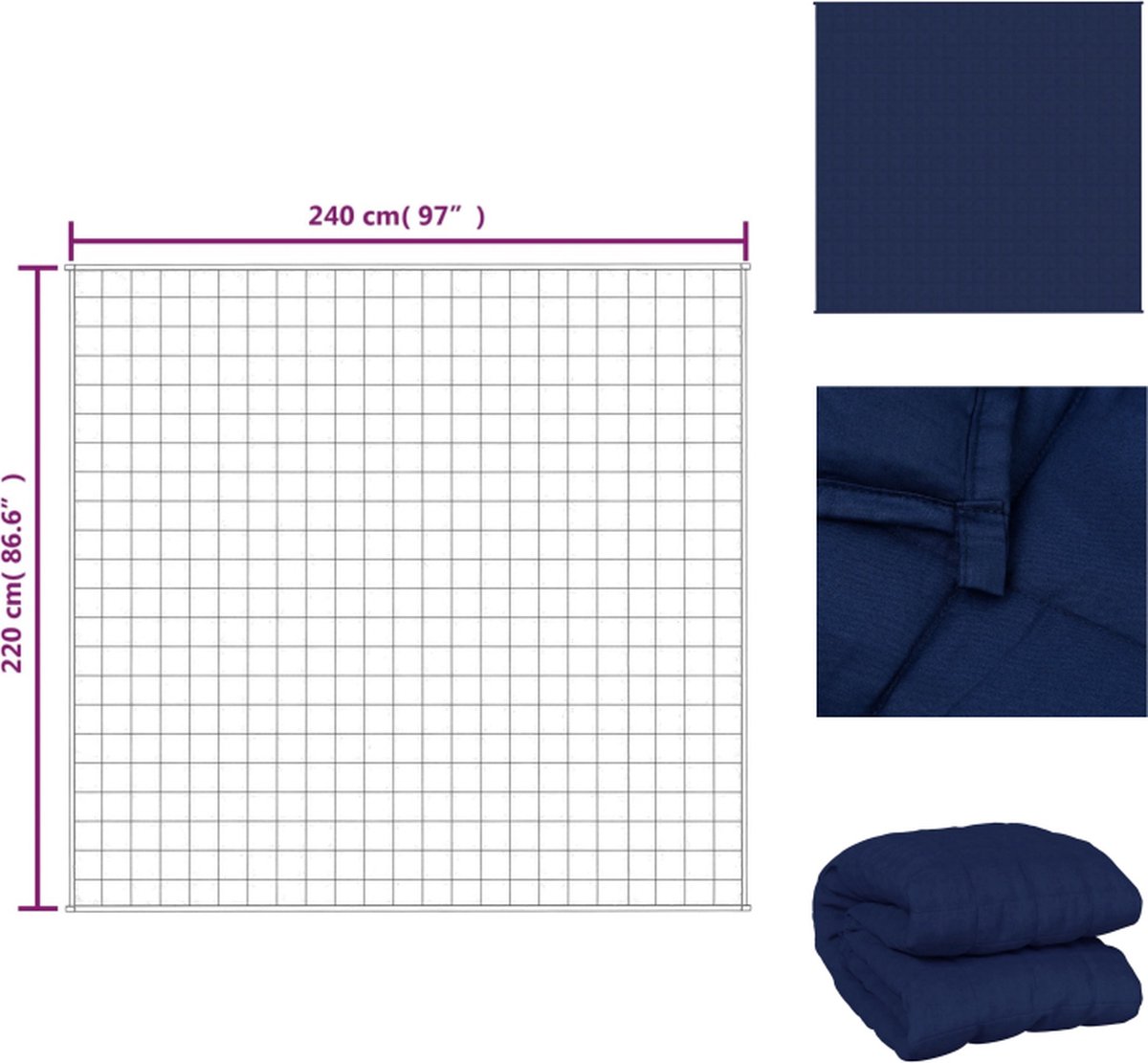 vidaXL - Verzwaringsdeken - 220x240 - cm - 11 - kg - stof - blauw
