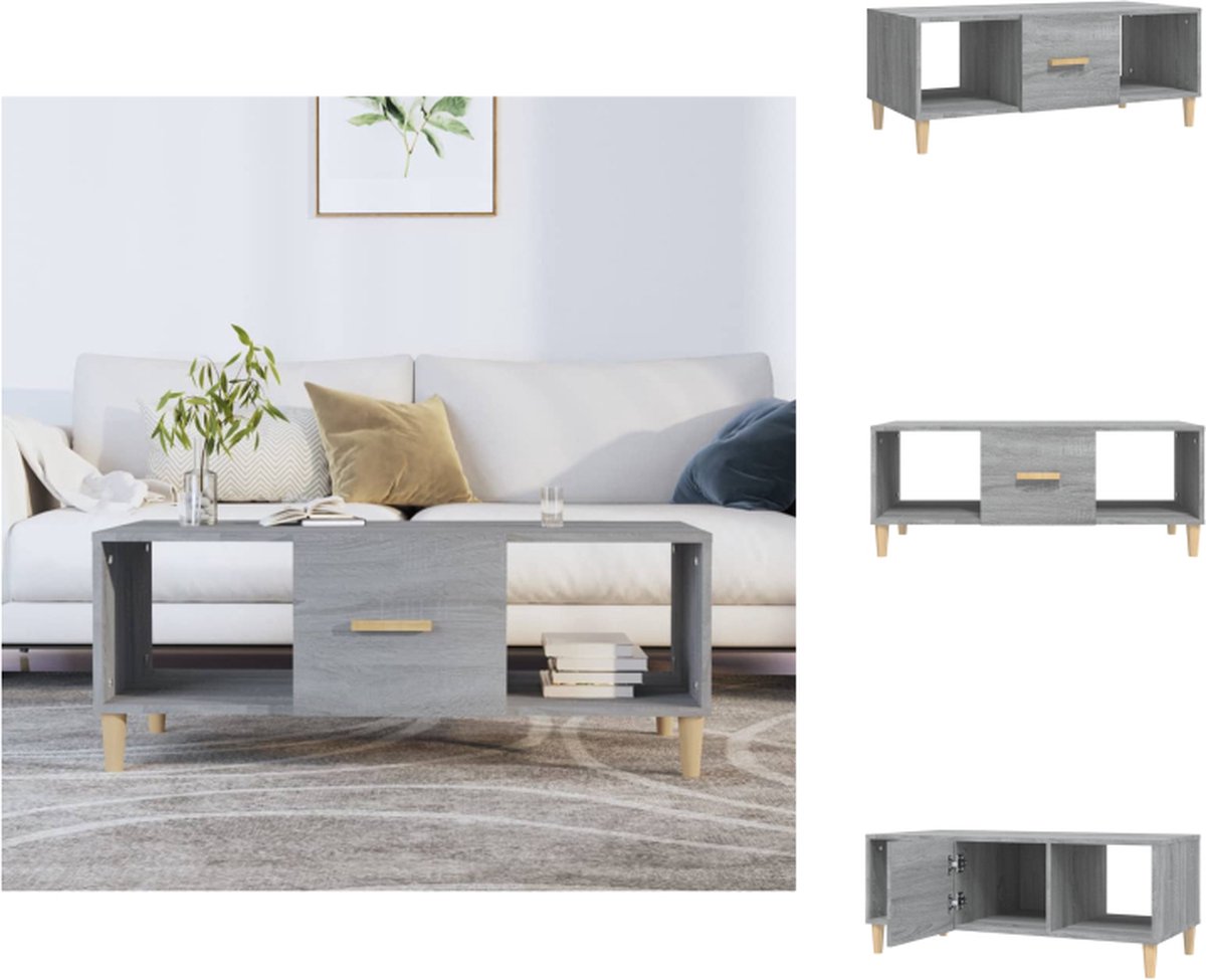 VidaXL Banktafel Salontafel Grijs Sonoma Eiken 102 x 50 x 40 cm Stevig materiaal Tafel