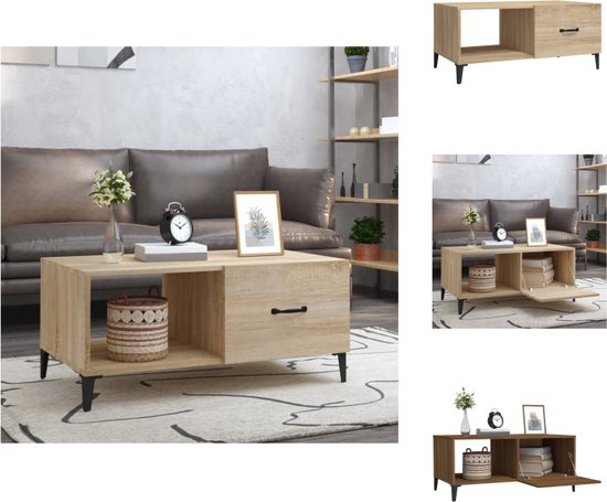 FineBuy Mango Massief Houten Salontafel Rond Zwart | Salontafel hout