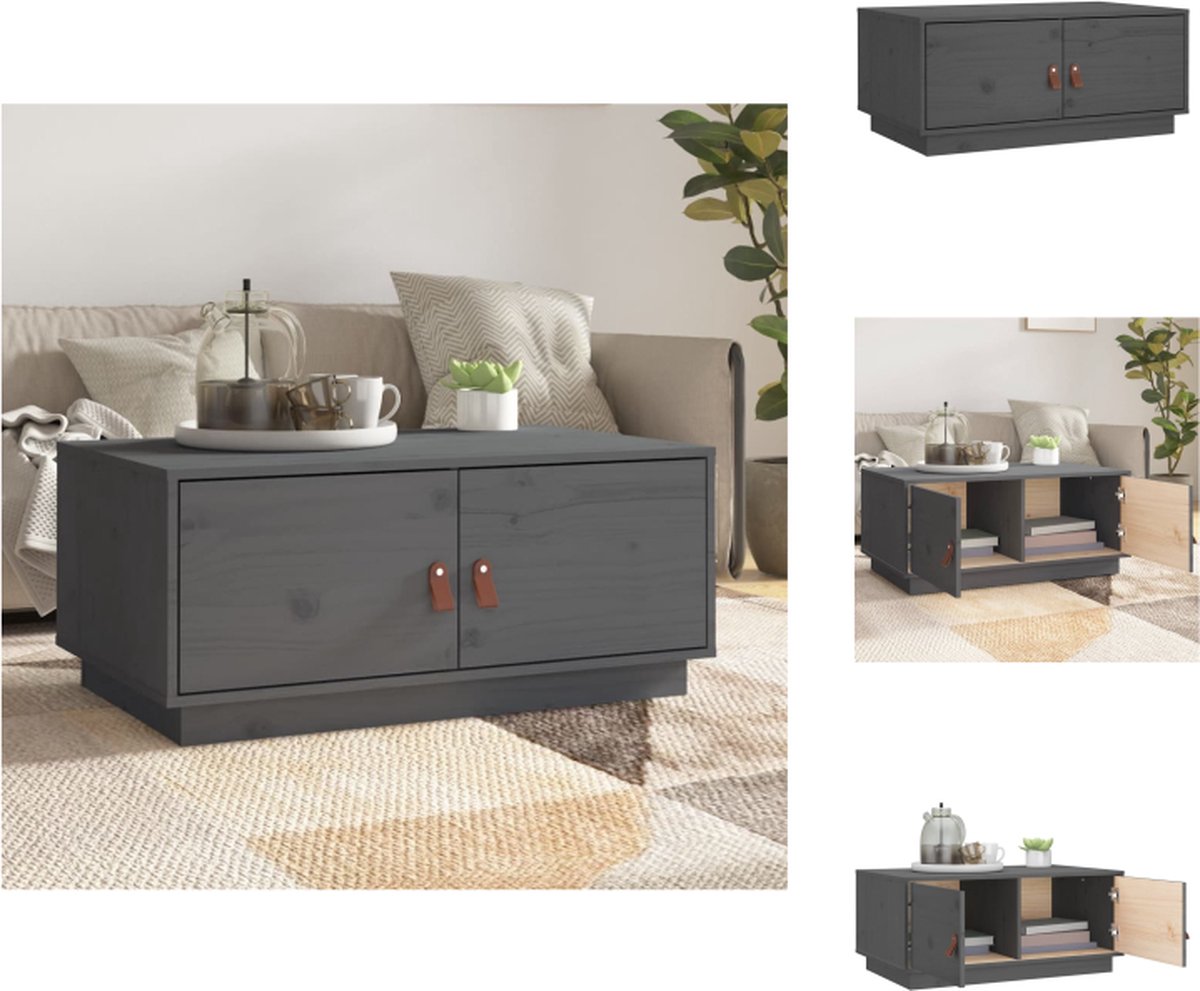 VidaXL Salontafel Grenenhout 80 x 50 x 35 cm Grijs Tafel