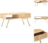 vidaXL Table basse rétro - Bois de manguier Massief /Acier - 95 x 50 x 42 cm - Bois clair/ Messing - Table
