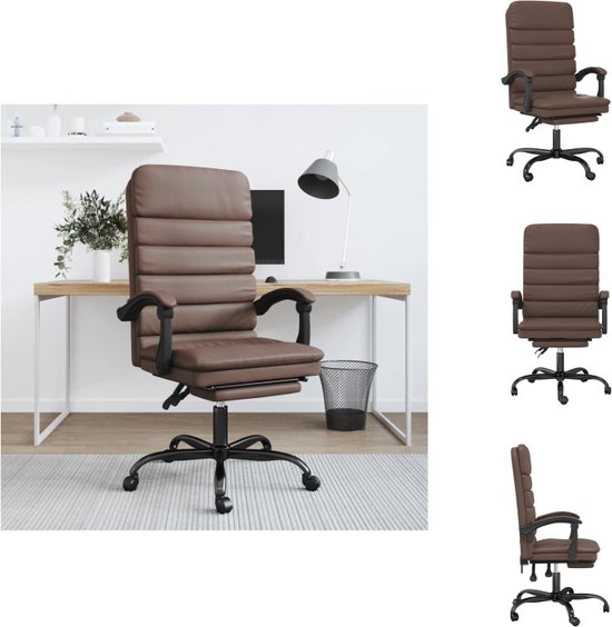 vidaXL - verstelbare bureaustoel - bruin - 63 x 56 x (110.5-120) cm - massagefunctie - Bureaustoel