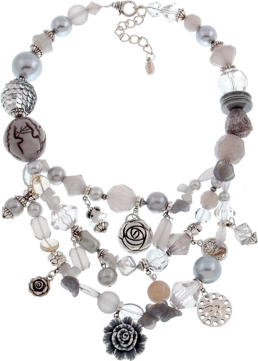 Behave - statementketting dames - boho mix stijl - bloemdetails