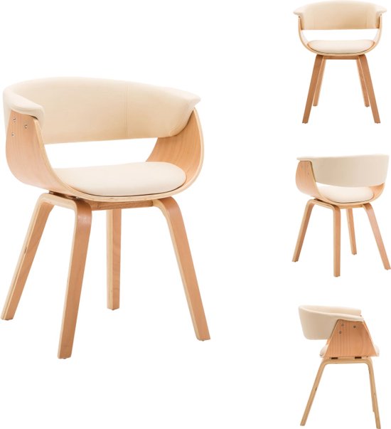 vidaXL Chaise de salle à manger - Crème et marron - 59,5 x 51 x 72 cm - Simili cuir - Chaise de salle à manger