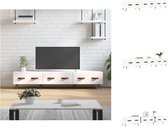 vidaXL TV-meubel - wit bewerkt hout en ijzer - 150 x 36 x 30 cm (B x D x H) - Kast