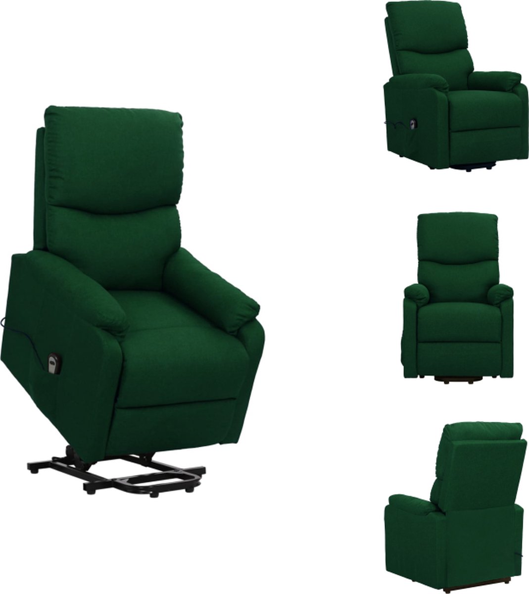 VidaXL Sta-op-stoel Donkergroen 67 x 88.5 x 106.5 cm Verstelbare rugleuning en voetensteun Geschikt voor ouderen en mensen met rugklachten Fauteuil