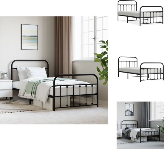 vidaXL Bedframe Classic - Metaal - 207 x 112 x 100 cm - Zwart - Bed