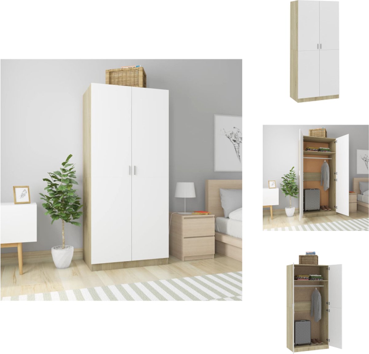 VidaXL Kledingkast Compact 90x52x200 cm Hoogwaardig bewerkt hout Kast