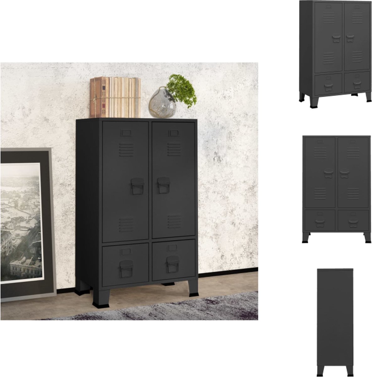 VidaXL Kledingkast Staal 67x35x107 cm Antraciet Kast