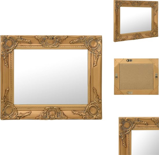 vidaXL Wandspiegel Barok - Rechthoekig Goud - 50 x 40 cm - Spiegel