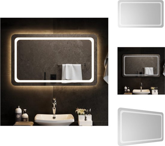 vidaXL LED-badkamerspiegel - Trendy - Make-up spiegel - 100x60 cm - Waterdicht - USB-interface - Spiegel