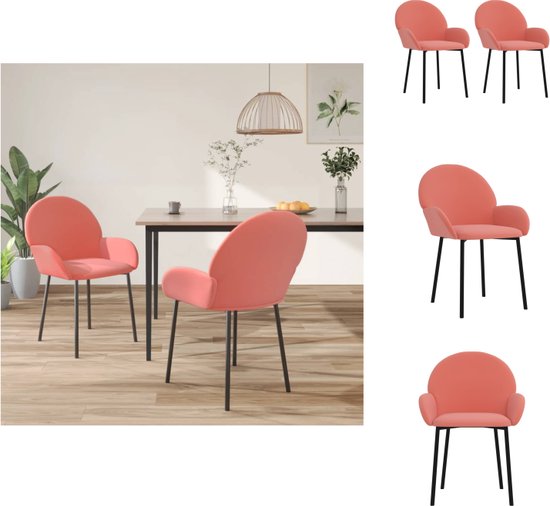 vidaXL Chaise de salle à manger Velours Rose - 58 x 57 x 78,5 cm - Design ergonomique - Chaise de salle à manger