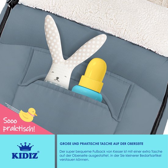 KIDIZ® Voetenzak voor Autostoeltje en Buggy met Ritssluiting - Baby Slaapzak Deken voor Maxi-Cosi & Wandelwagen / Kinderwagen - Grijs van Merkloos — afbeelding 5