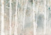 Fotobehang - Bos - Bomen - Bladeren - Herfst - Pastel - Natuur - Vliesbehang - 416x254cm (lxb)