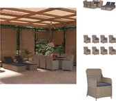 vidaXL Tuinset Lounge - Bruin - PE-rattan - 200x100x74cm - Stevig frame - Waterbestendig - Inclusief zitkussens - Montage vereist - 1x tafel - 8x stoel - 8x zitkussen - 2x ligbed - 2x ligbedkussen - Tuinset