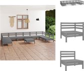 vidaXL Loungeset Pallet Grijs - Grenenhout - 63.5 x 63.5 x 62.5 cm - Modulair - Tuinset