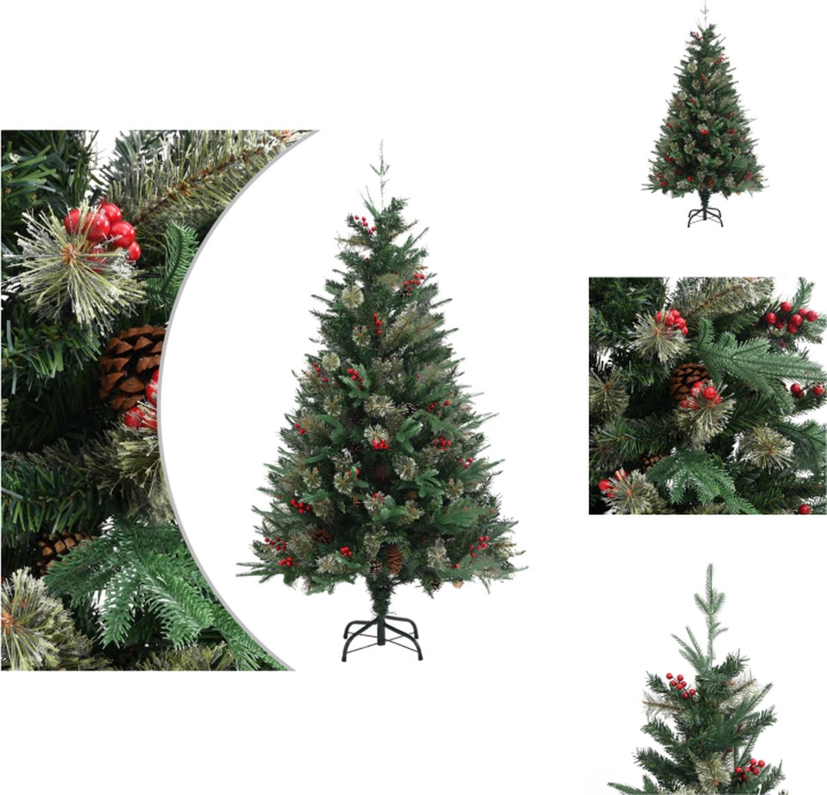 vidaXL Kerstboom PVC/PE - 150 cm - Groen - Met scharnierende takken - Decoratieve kerstboom