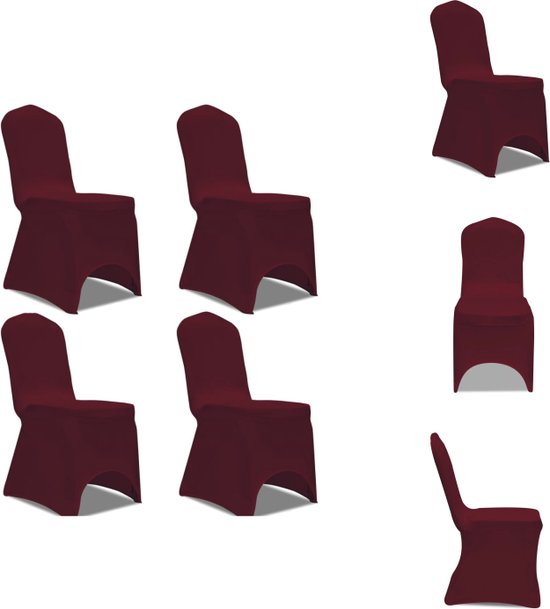 Foto: Vidaxl stoelhoes stretch bordeaux geschikt voor stoelen tot 100 cm 10 spandex 4 stuks tuinmeubelhoes