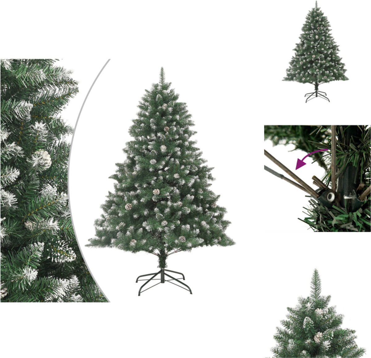 vidaXL kerstboom Luxe - Kunstboom 240 cm - Groen en Wit - Decoratieve kerstboom