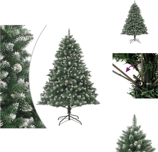 vidaXL kerstboom Luxe Kunstboom 240 cm Groen en Wit Decoratieve