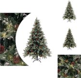 vidaXL Kerstboom - PVC en PE takken - 150 cm hoog - 90 cm diameter - Met LED-verlichting - Inclusief standaard - Groen en wit - USB-aansluiting - Scharnierende constructie - Eenvoudige montage - vidaXL - Decoratieve kerstboom