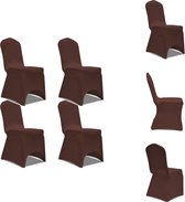 vidaXL Stoelhoes - Bruin - Geschikt voor diverse stoelen - 100 cm hoogte - Stretchstof - 10% Spandex - Set van 4 - Tuinmeubelhoes