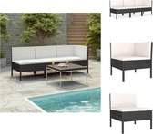 vidaXL Loungeset Tuinmeubelen - 57x69x69 cm - Zwart - Crèmewit kussens - Tuinset