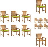 vidaXL Tuinstoelenset - Acaciahout - Olieafwerking - Helder groene kussens - 6 stoelen - kussens - Afmeting- 61x57x92cm - Weerbestendig - Eenvoudig te onderhouden - Tuinstoel