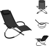vidaXL Chaise longue - Meubles pour enfants - Zwart/ Grijs - Acier enduit de poudre - Textilène - 60,5 x 121 x 59,5 cm - Chaise longue