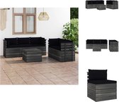 vidaXL Pallet Tuinset - Grenenhout - Zwart Kussen - Modulair - Tuinset