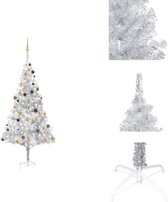 vidaXL Kunstkerstboom Silver Deluxe - 240 cm - LED - Inclusief 120 ballen en piek - Decoratieve kerstboom