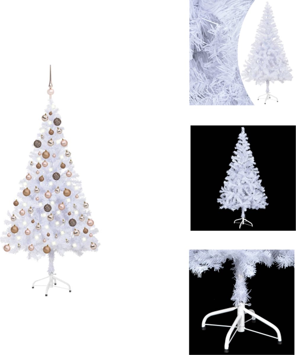 vidaXL Kunstkerstboom - 120 cm - Wit - 230 takken - LED-verlichting - USB-aansluiting - Decoratieve kerstboom