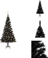 vidaXL Kunstkerstboom - Zwart - 150 cm - PVC - LED-verlichting - USB-aansluiting - Decoratieve kerstboom