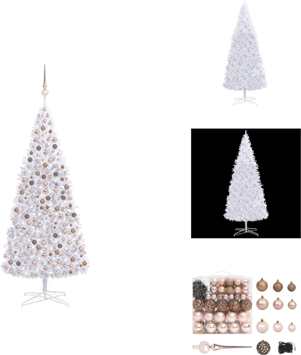 vidaXL Kunstkerstboom - Extra Groot - Wit - 400 cm - LED-verlichting - USB-aansluiting - Decoratieve kerstboom