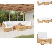 vidaXL Loungeset Teakhouten - Tuinmeubelen 69.5x69.5x60 cm - Crèmewit - Tuinset