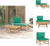 vidaXL Bamboe Loungeset - Flexibel en comfortabel - Inclusief kussens - Duurzaam materiaal - Praktisch tafelblad - Modulair ontwerp - Tuinbank