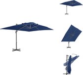 vidaXL Hangende Parasol - Elegant - UV-beschermend - Polyester - 400x300x268 cm - Azuurblauw - Parasol