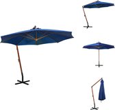 vidaXL Parasol flottant - Bois - Bleu azur - 350 cm - Parasol