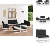 vidaXL ensemble de salon Pinède 70x70x67 cm - Wit - 8x canapé - coussins inclus - Ensemble de jardin